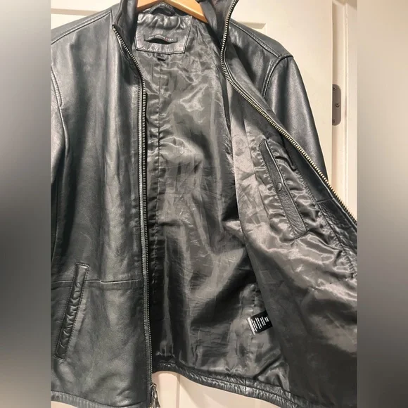 John Varvatos Black Sheepskin Leather Jacket - Men's Small - Soft & Sleek